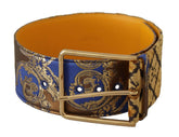 Dolce & Gabbana Blue Floral Patchwork Leather Wide Waist Buckle Belt -   -  Dolce & Gabbana.